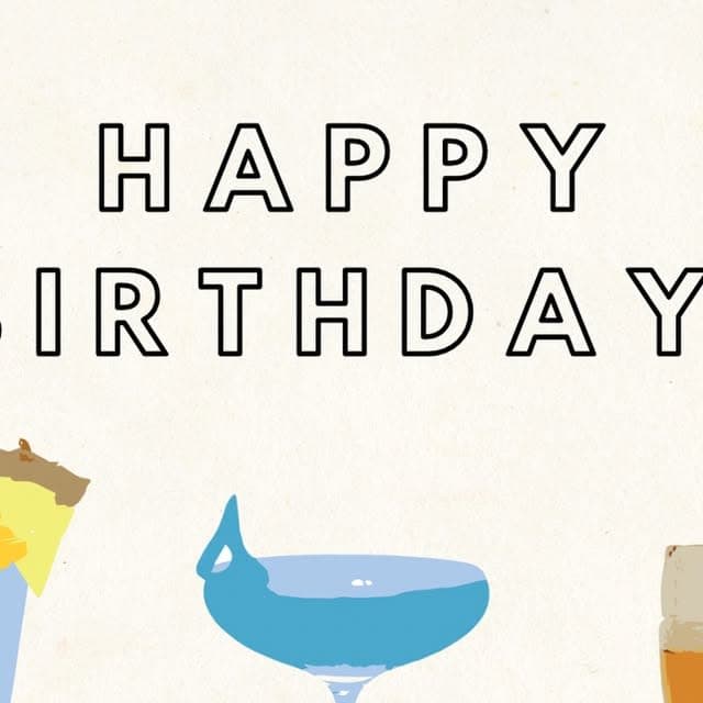 Illustrated birthday drinks from Jack's, The Vault, and Izakaya Kinko
